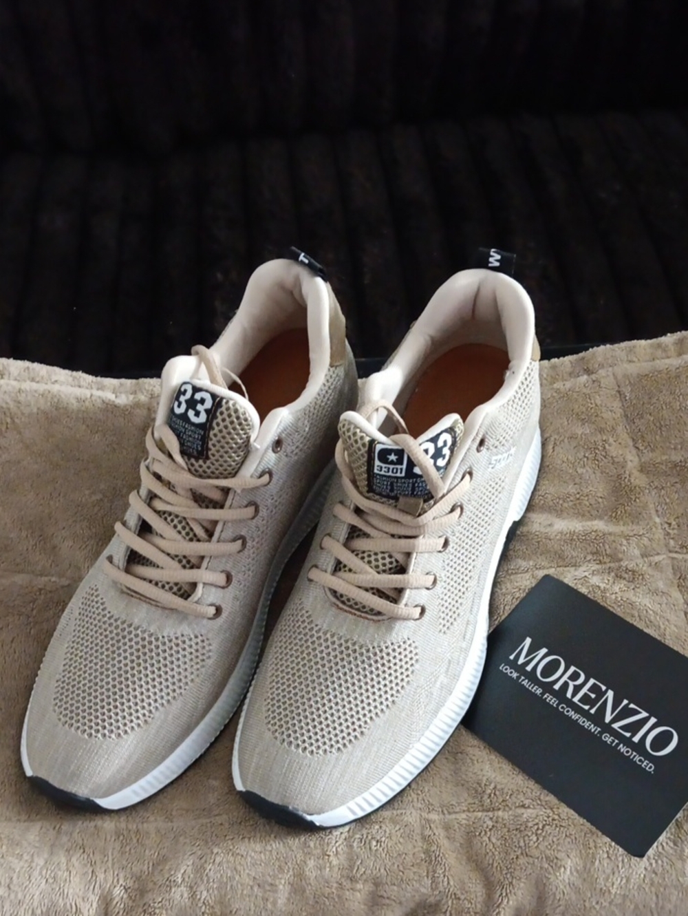 Men’s Casual Knit Sneakers in Beige